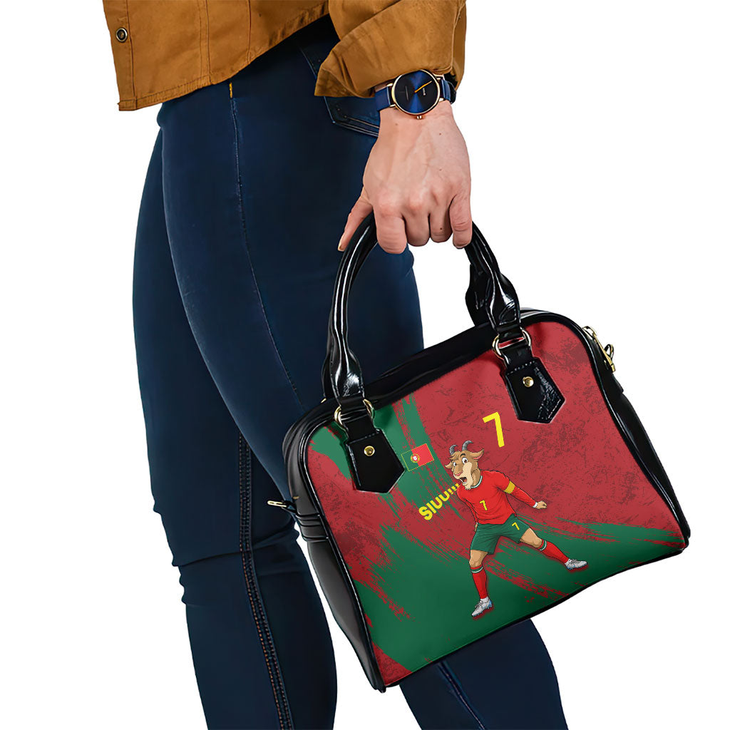 Portugal Football Shoulder Handbag Goat Number 7 Greatest Of All Time Abstract Grunge