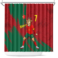 Portugal Football Shower Curtain Goat Number 7 Greatest Of All Time Abstract Grunge