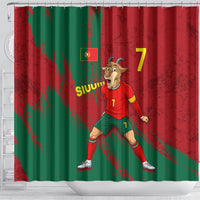 Portugal Football Shower Curtain Goat Number 7 Greatest Of All Time Abstract Grunge