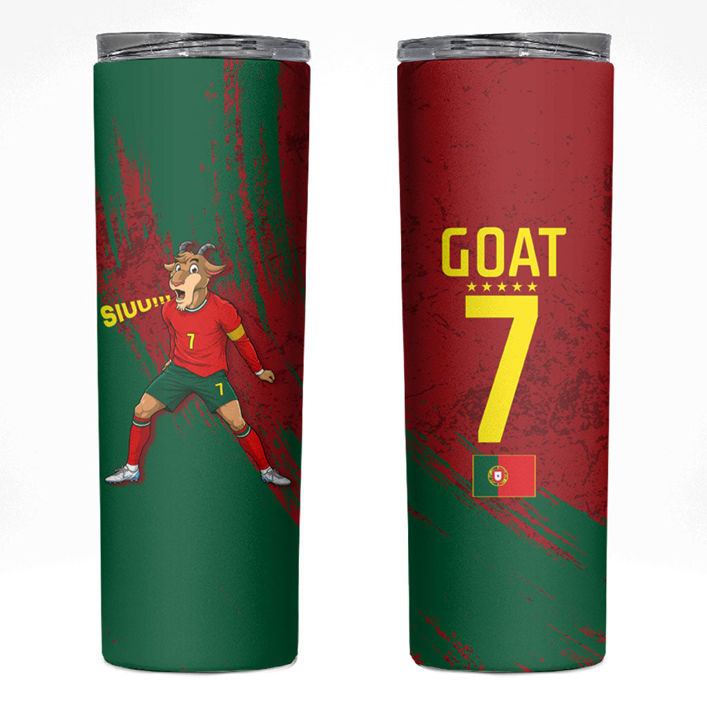 Portugal Football Skinny Tumbler Goat Number 7 Greatest Of All Time Abstract Grunge
