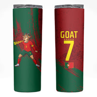 Portugal Football Skinny Tumbler Goat Number 7 Greatest Of All Time Abstract Grunge