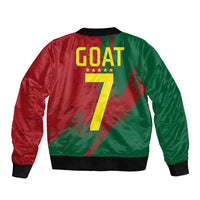 Portugal Football Sleeve Zip Bomber Jacket Goat Number 7 Greatest Of All Time Abstract Grunge