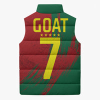 Portugal Football Sleeveless Puffer Jacket Goat Number 7 Greatest Of All Time Abstract Grunge