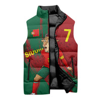 Portugal Football Sleeveless Puffer Jacket Goat Number 7 Greatest Of All Time Abstract Grunge