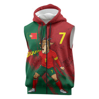 Portugal Football Sleeveless Zip Hoodie Goat Number 7 Greatest Of All Time Abstract Grunge