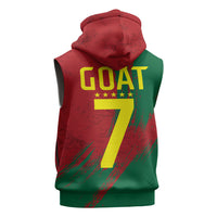 Portugal Football Sleeveless Zip Hoodie Goat Number 7 Greatest Of All Time Abstract Grunge