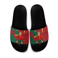 Portugal Football Slide Sandals Goat Number 7 Greatest Of All Time Abstract Grunge