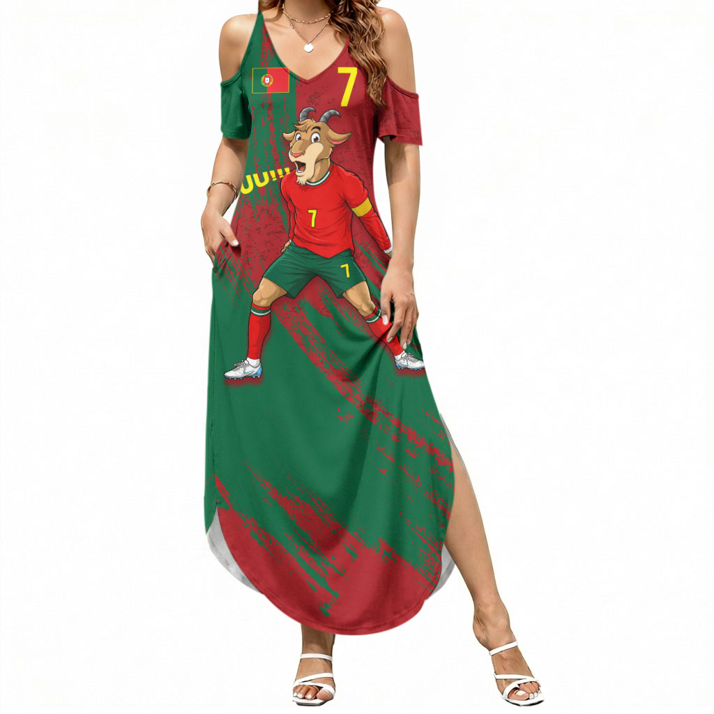 Portugal Football Summer Maxi Dress Goat Number 7 Greatest Of All Time Abstract Grunge