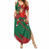 Portugal Football Summer Maxi Dress Goat Number 7 Greatest Of All Time Abstract Grunge