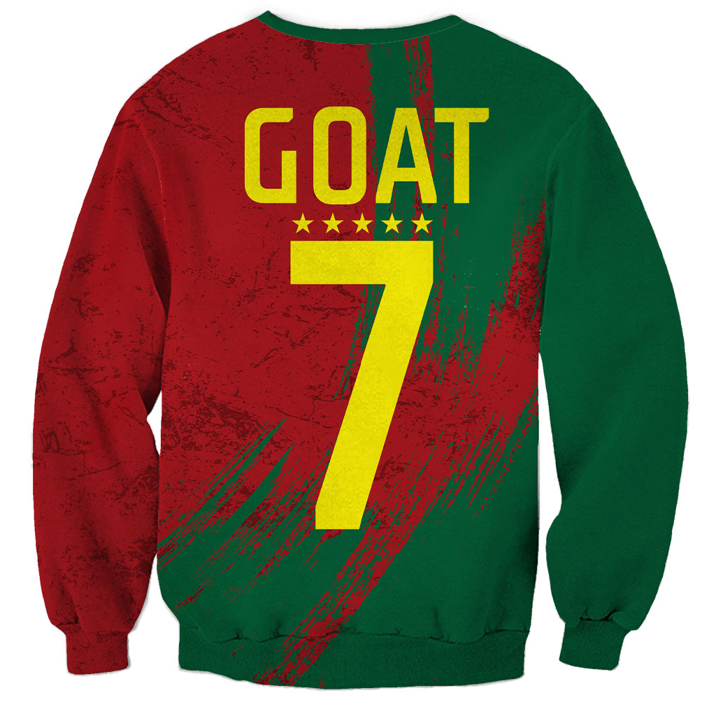 Portugal Football Sweatshirt Goat Number 7 Greatest Of All Time Abstract Grunge
