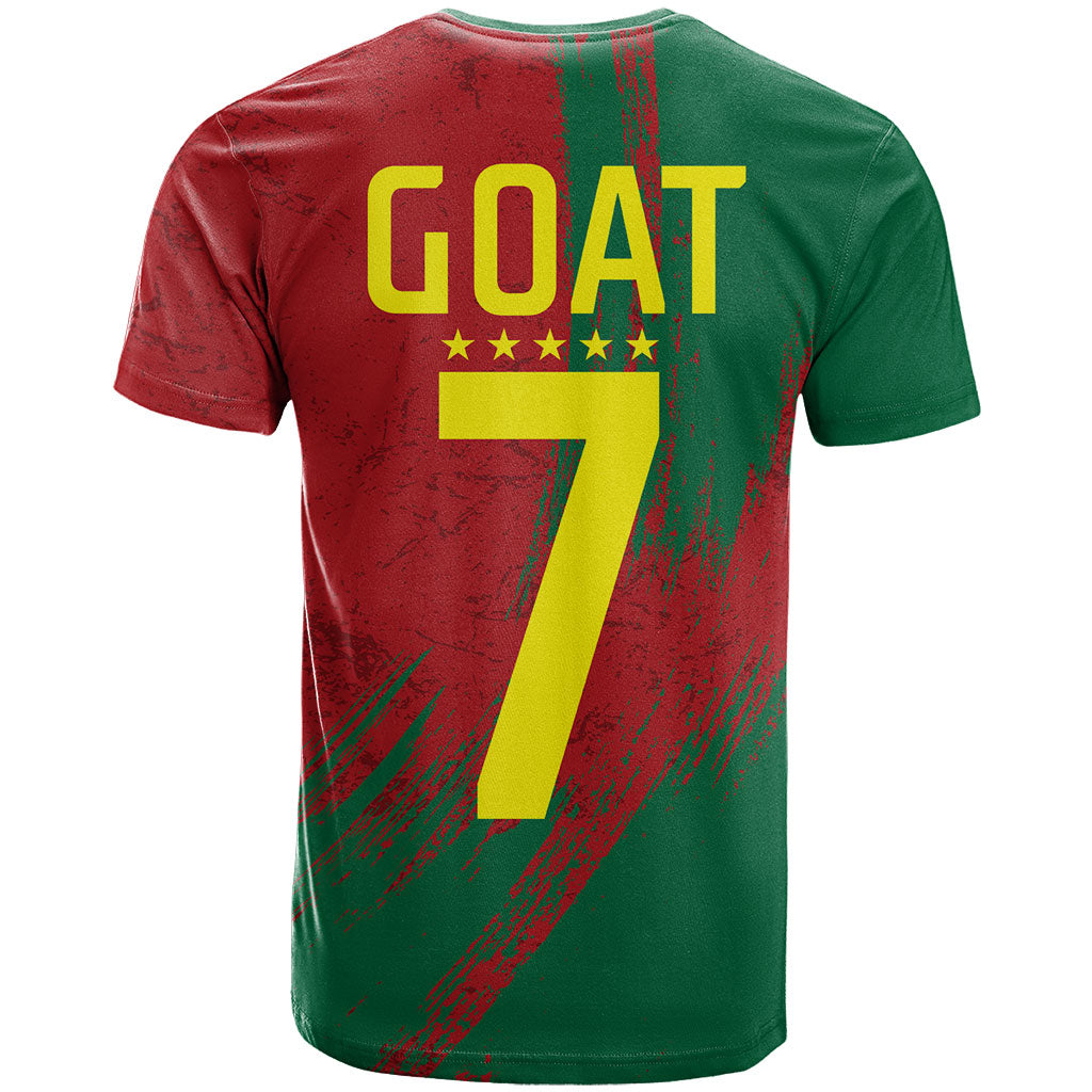 Portugal Football T Shirt Goat Number 7 Greatest Of All Time Abstract Grunge