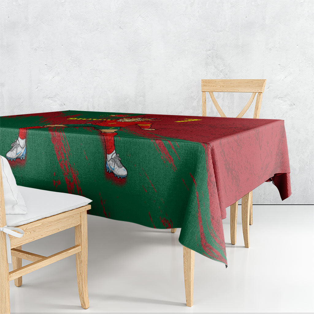 Portugal Football Tablecloth Goat Number 7 Greatest Of All Time Abstract Grunge