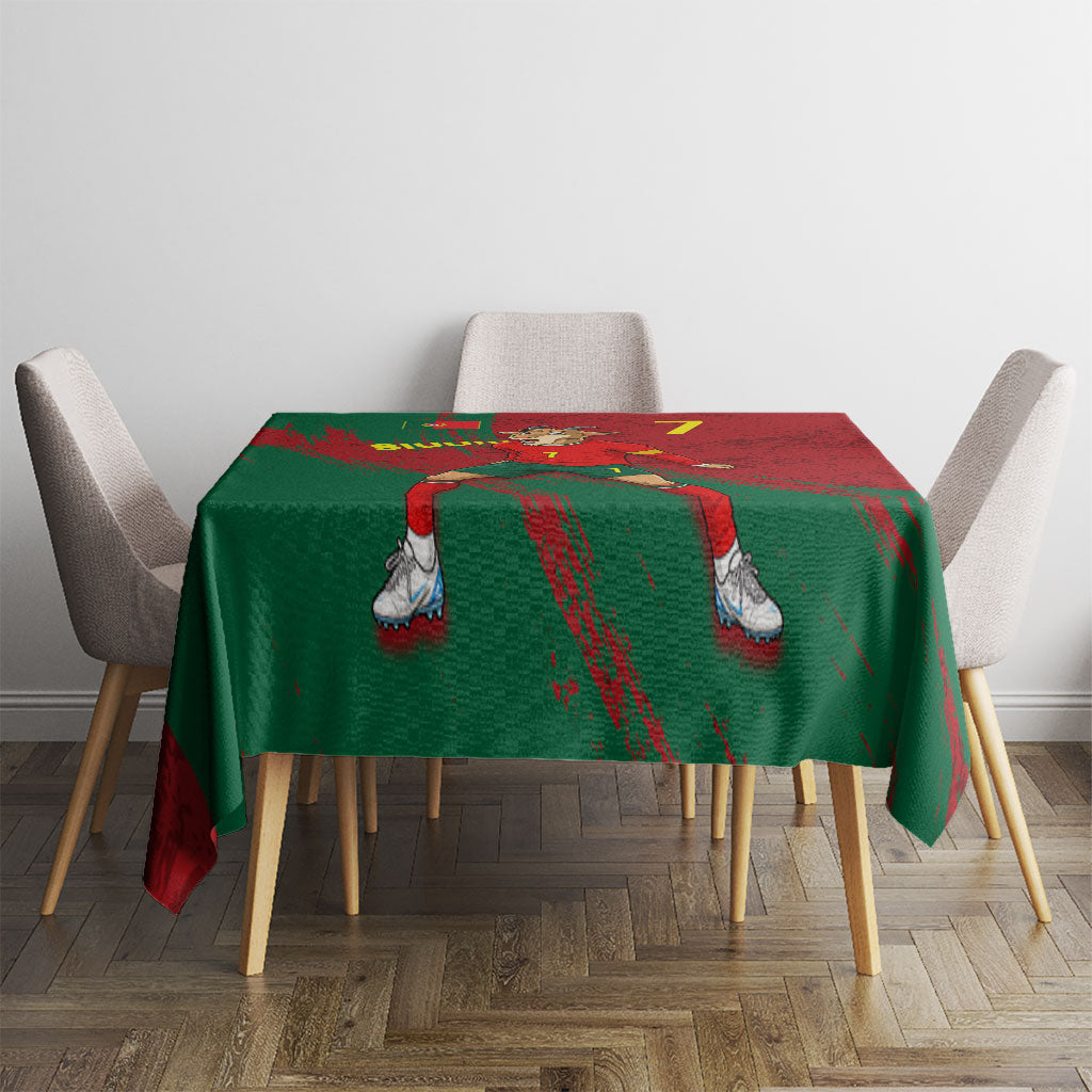 Portugal Football Tablecloth Goat Number 7 Greatest Of All Time Abstract Grunge