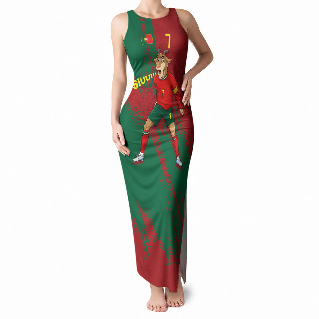 Portugal Football Tank Maxi Dress Goat Number 7 Greatest Of All Time Abstract Grunge
