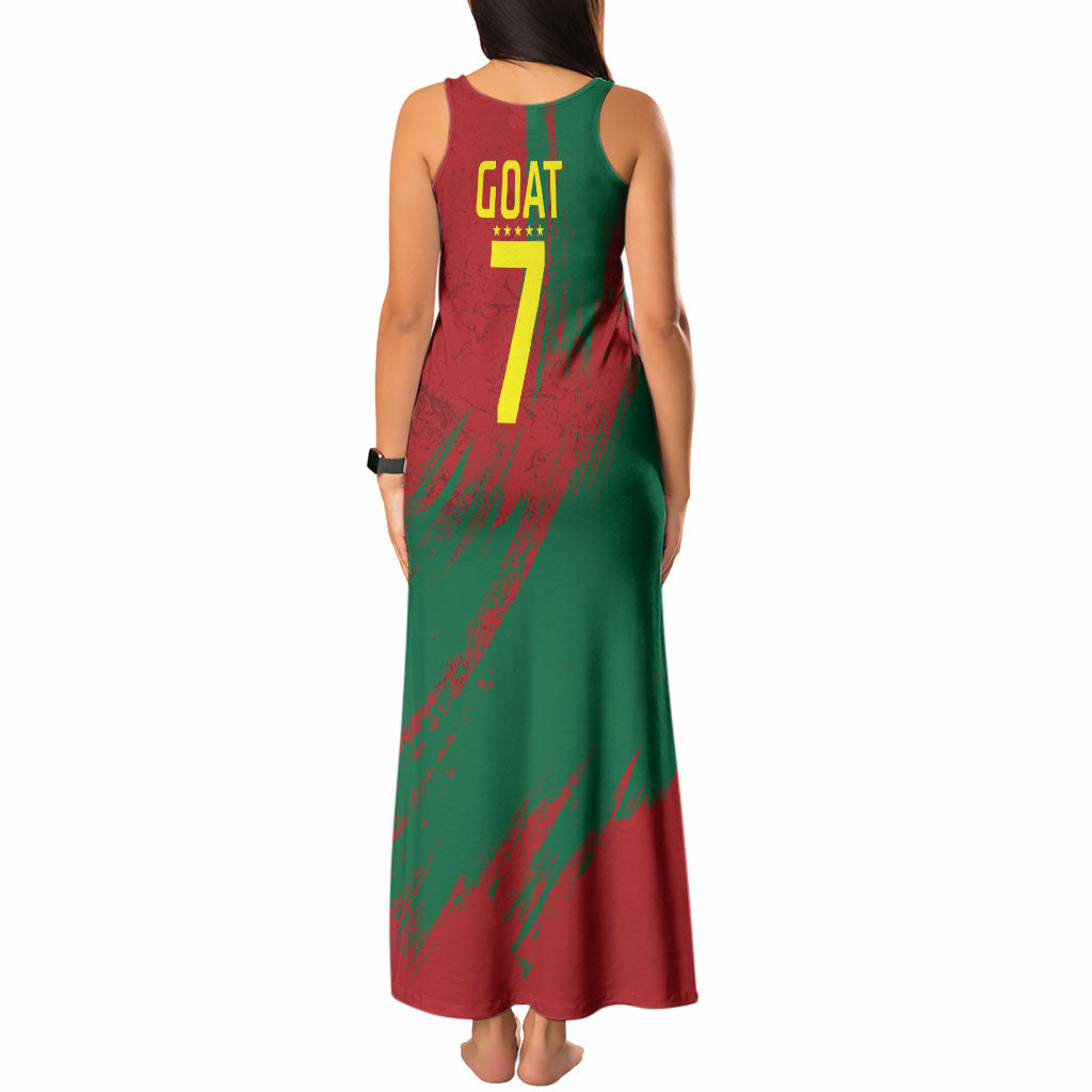 Portugal Football Tank Maxi Dress Goat Number 7 Greatest Of All Time Abstract Grunge