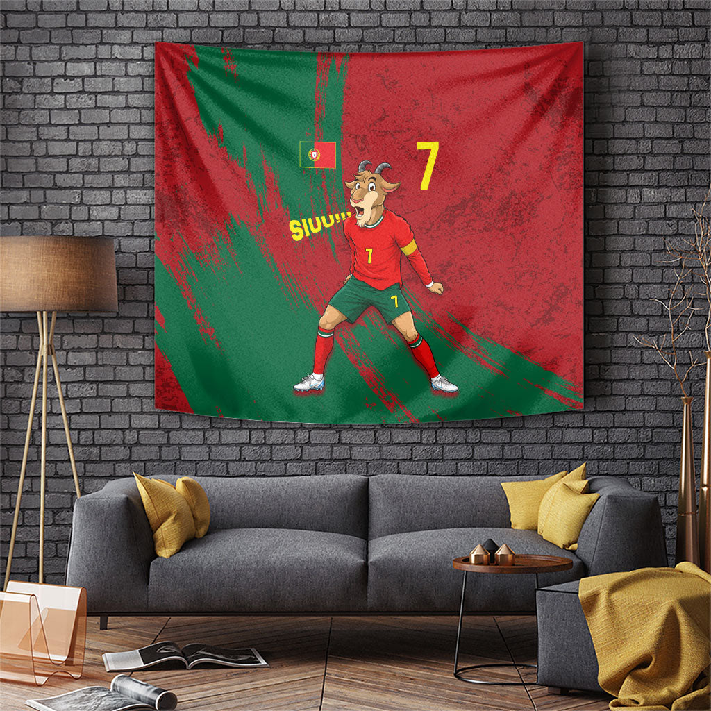 Portugal Football Tapestry Goat Number 7 Greatest Of All Time Abstract Grunge