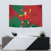 Portugal Football Tapestry Goat Number 7 Greatest Of All Time Abstract Grunge