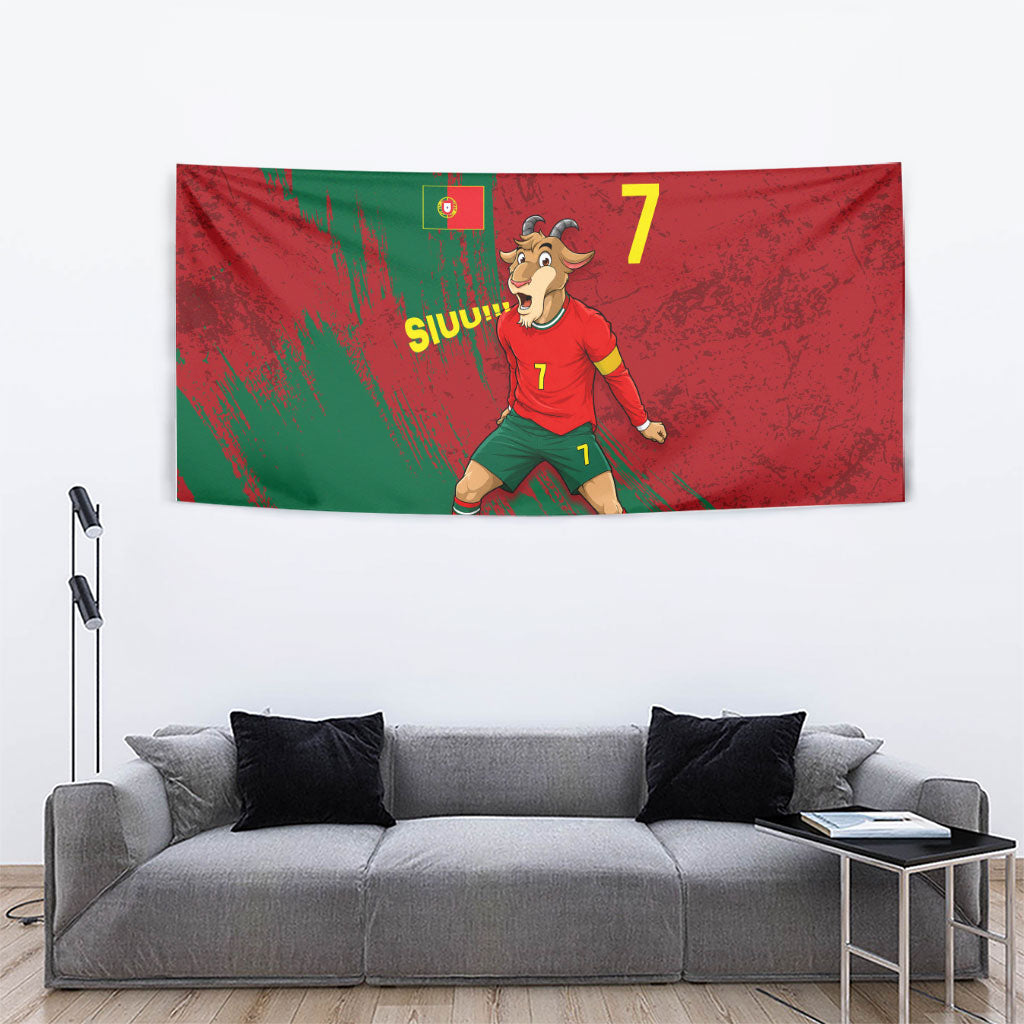 Portugal Football Tapestry Goat Number 7 Greatest Of All Time Abstract Grunge