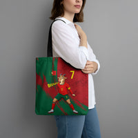 Portugal Football Tote Bag Goat Number 7 Greatest Of All Time Abstract Grunge