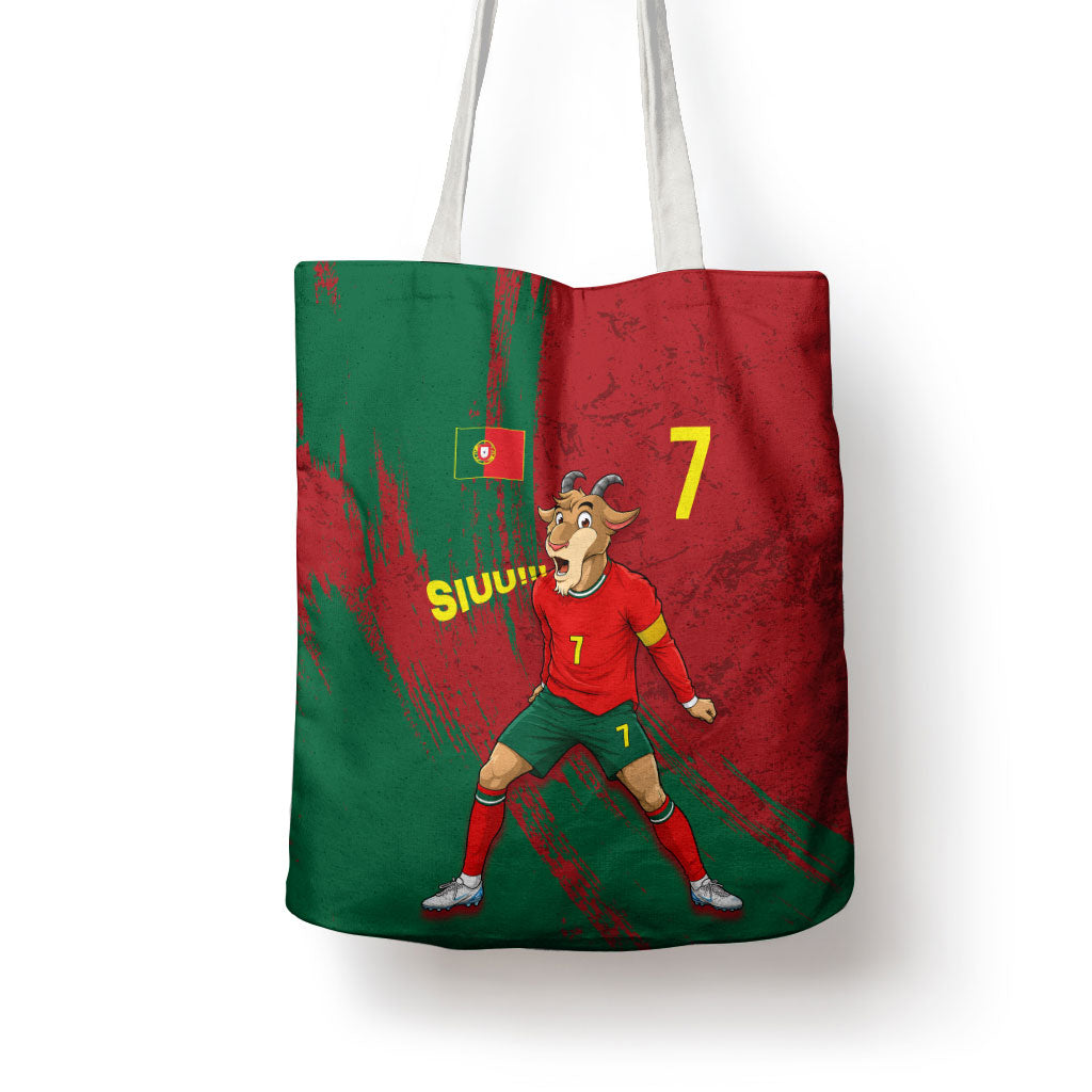 Portugal Football Tote Bag Goat Number 7 Greatest Of All Time Abstract Grunge