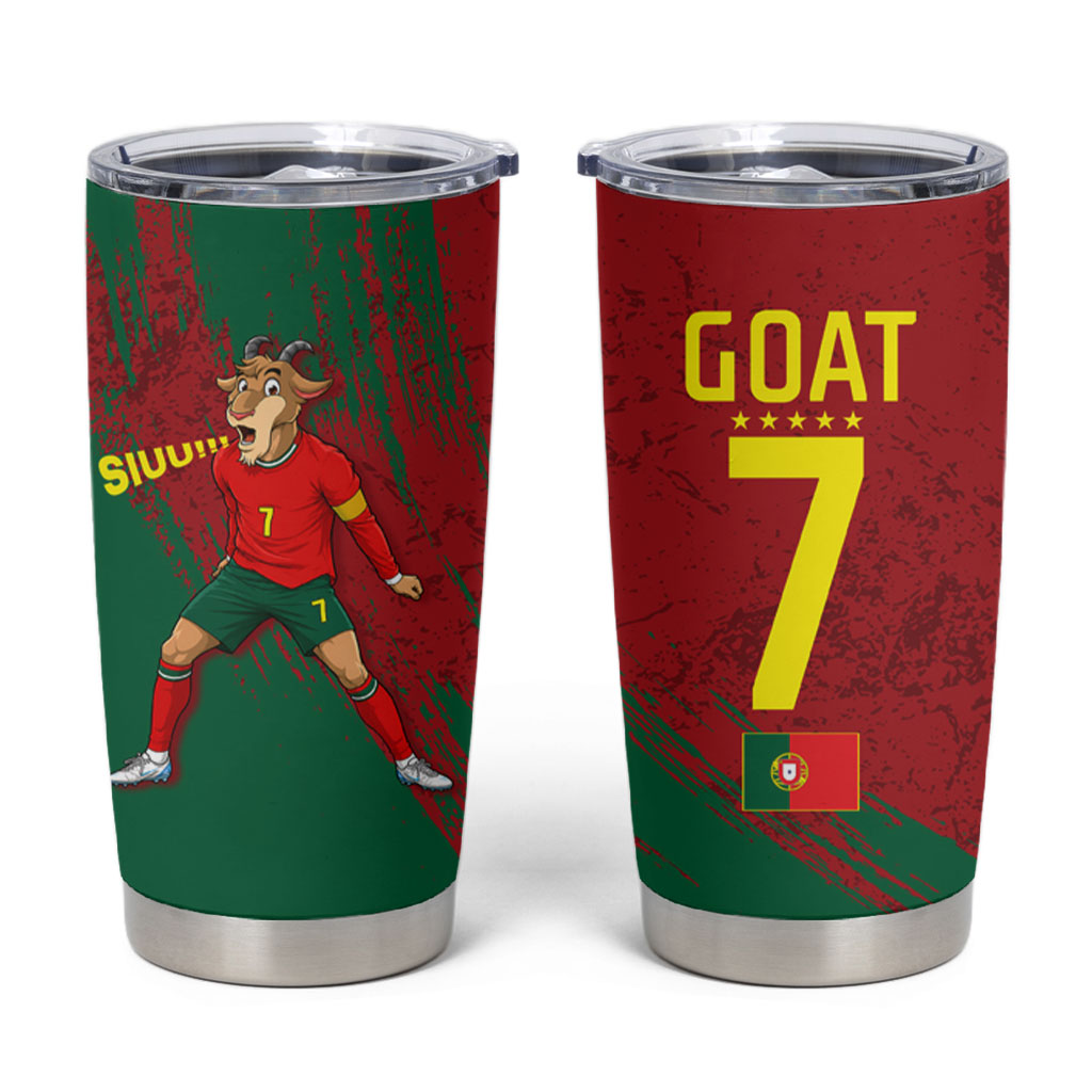 Portugal Football Tumbler Cup Goat Number 7 Greatest Of All Time Abstract Grunge