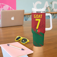 Portugal Football Tumbler With Handle Goat Number 7 Greatest Of All Time Abstract Grunge