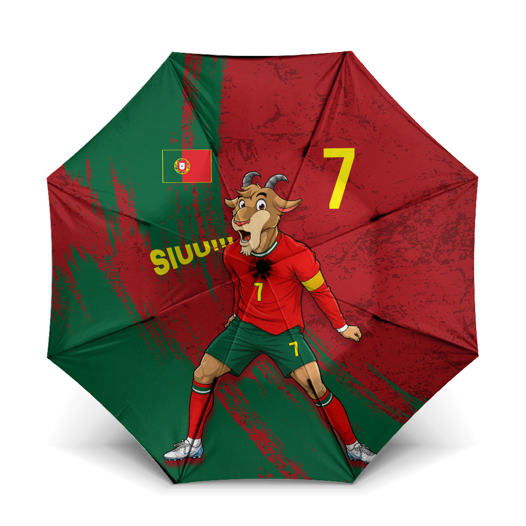 Portugal Football Umbrella Goat Number 7 Greatest Of All Time Abstract Grunge