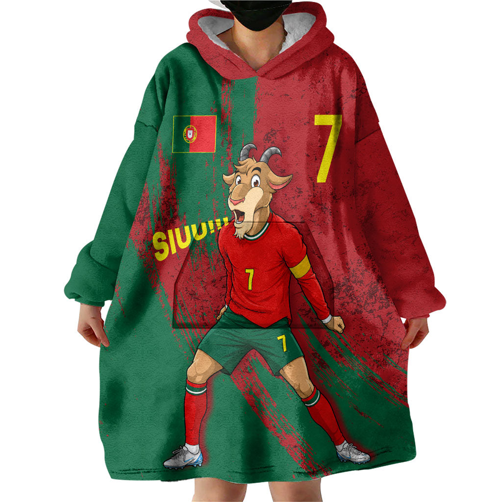 Portugal Football Wearable Blanket Hoodie Goat Number 7 Greatest Of All Time Abstract Grunge