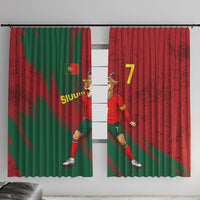 Portugal Football Window Curtain Goat Number 7 Greatest Of All Time Abstract Grunge