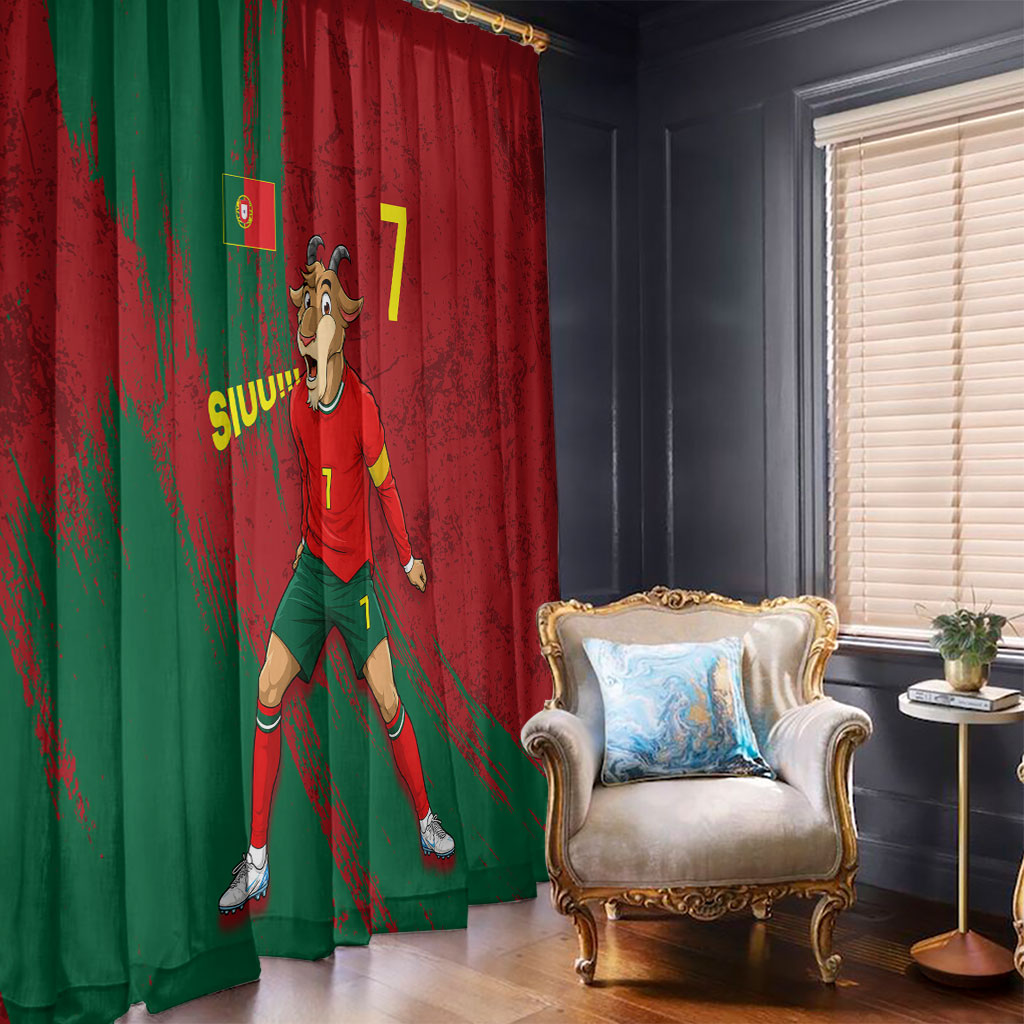 Portugal Football Window Curtain Goat Number 7 Greatest Of All Time Abstract Grunge