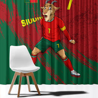 Portugal Football Window Curtain Goat Number 7 Greatest Of All Time Abstract Grunge