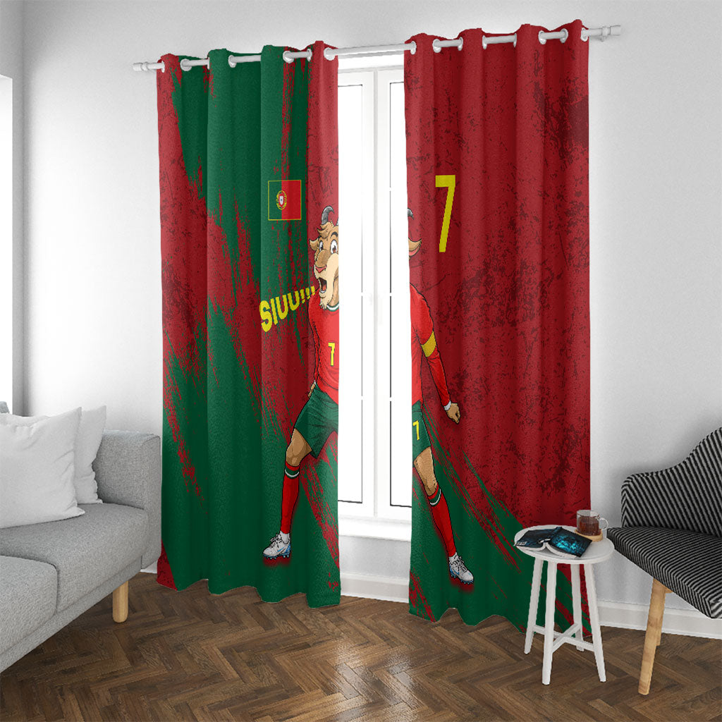Portugal Football Window Curtain Goat Number 7 Greatest Of All Time Abstract Grunge