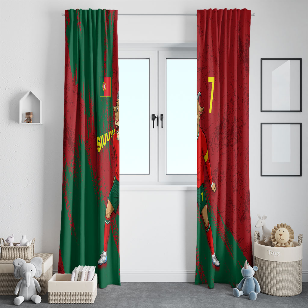 Portugal Football Window Curtain Goat Number 7 Greatest Of All Time Abstract Grunge