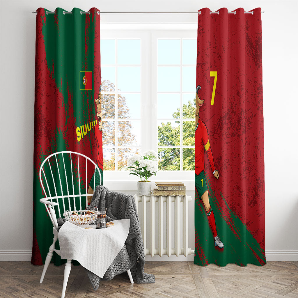 Portugal Football Window Curtain Goat Number 7 Greatest Of All Time Abstract Grunge