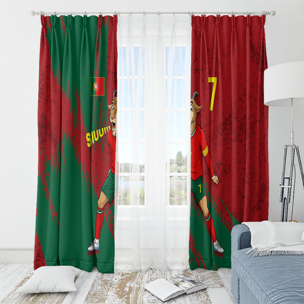 Portugal Football Window Curtain Goat Number 7 Greatest Of All Time Abstract Grunge