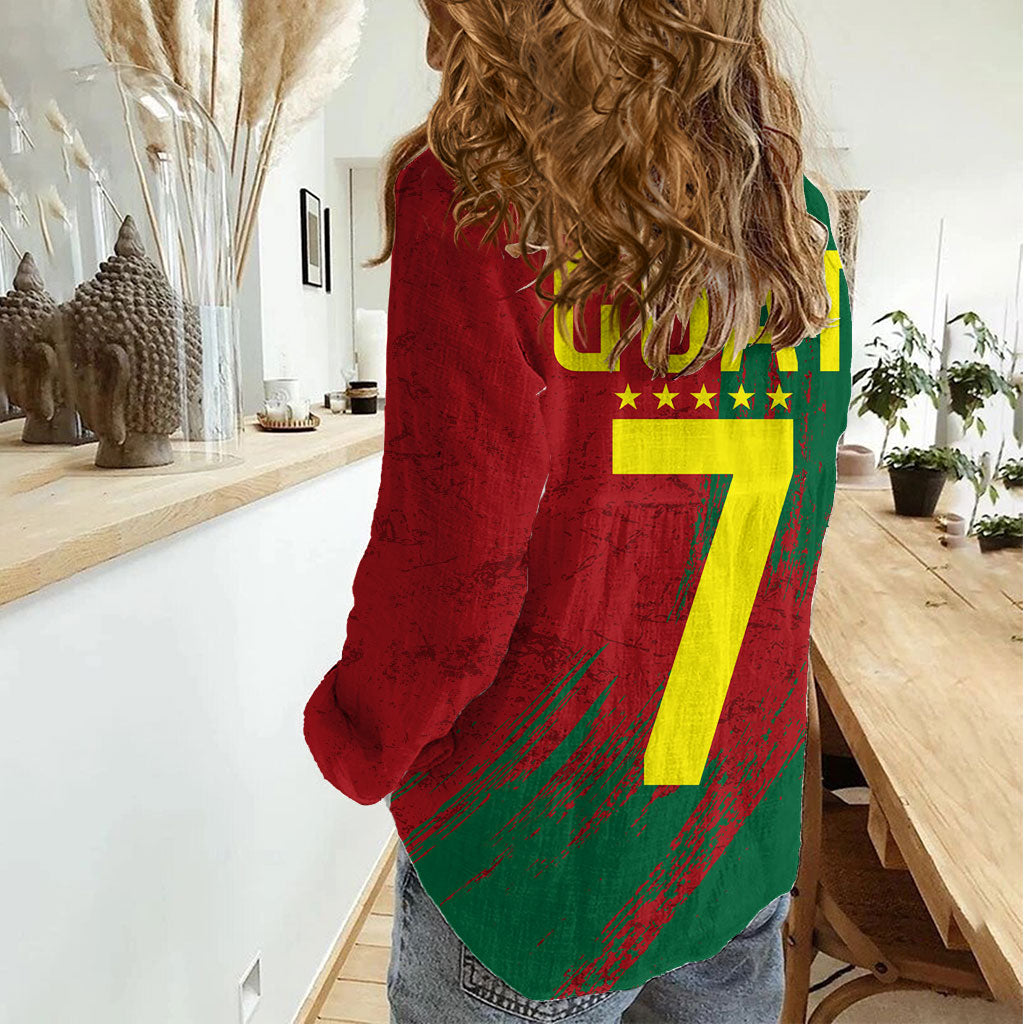 Portugal Football Women Casual Shirt Goat Number 7 Greatest Of All Time Abstract Grunge