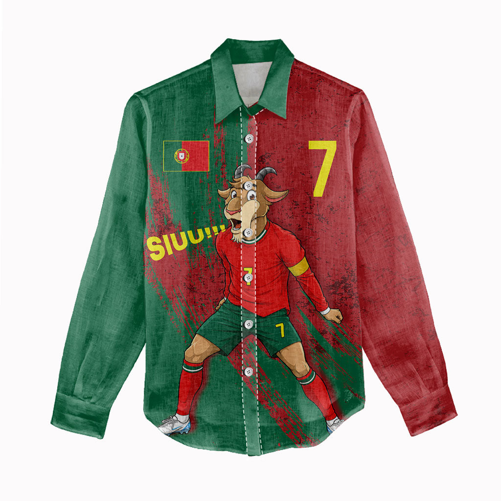 Portugal Football Women Casual Shirt Goat Number 7 Greatest Of All Time Abstract Grunge