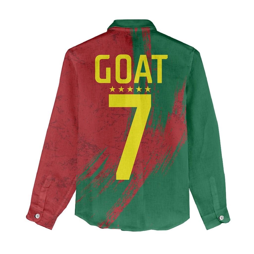 Portugal Football Women Casual Shirt Goat Number 7 Greatest Of All Time Abstract Grunge