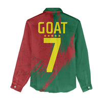 Portugal Football Women Casual Shirt Goat Number 7 Greatest Of All Time Abstract Grunge