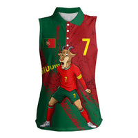 Portugal Football Women Sleeveless Polo Shirt Goat Number 7 Greatest Of All Time Abstract Grunge