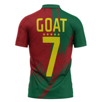 Portugal Football Zipper Polo Shirt Goat Number 7 Greatest Of All Time Abstract Grunge