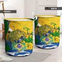 Brazil Independence Day Laundry Basket Roaring Jaguar Christ Redeemer Tropical Floral