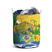 Brazil Independence Day Laundry Basket Roaring Jaguar Christ Redeemer Tropical Floral