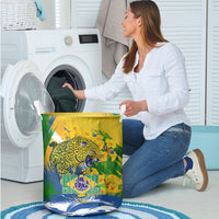 Brazil Independence Day Laundry Basket Roaring Jaguar Christ Redeemer Tropical Floral