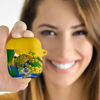 Brazil Independence Day AirPods Case Roaring Jaguar Christ Redeemer Tropical Floral
