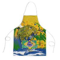 Brazil Independence Day Apron Roaring Jaguar Christ Redeemer Tropical Floral