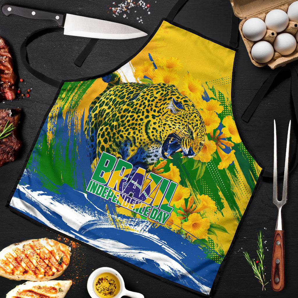 Brazil Independence Day Apron Roaring Jaguar Christ Redeemer Tropical Floral