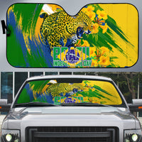 Brazil Independence Day Auto Sun Shade Roaring Jaguar Christ Redeemer Tropical Floral