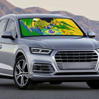 Brazil Independence Day Auto Sun Shade Roaring Jaguar Christ Redeemer Tropical Floral