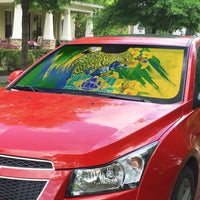 Brazil Independence Day Auto Sun Shade Roaring Jaguar Christ Redeemer Tropical Floral